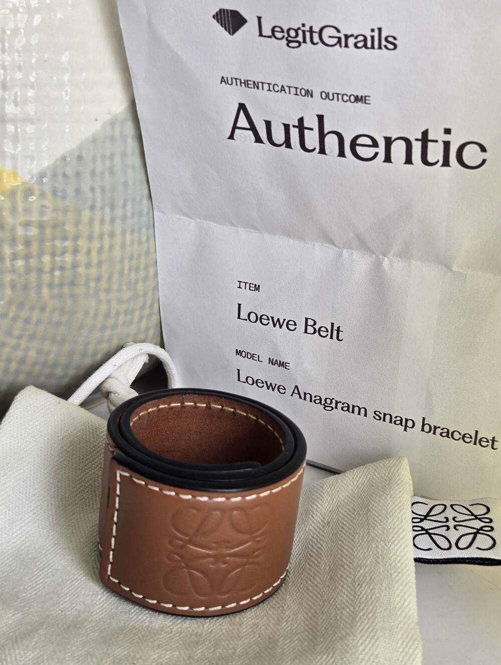 ⚠️COA⚠️Loewe Anagram Unisex Slap Leather Bracelet With Dustbag